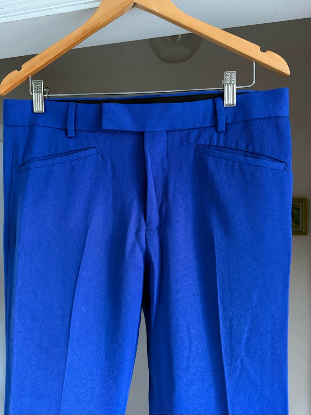 Royal Blue cobalt flare Trousers men’s size 32 - Picture 3 of 8